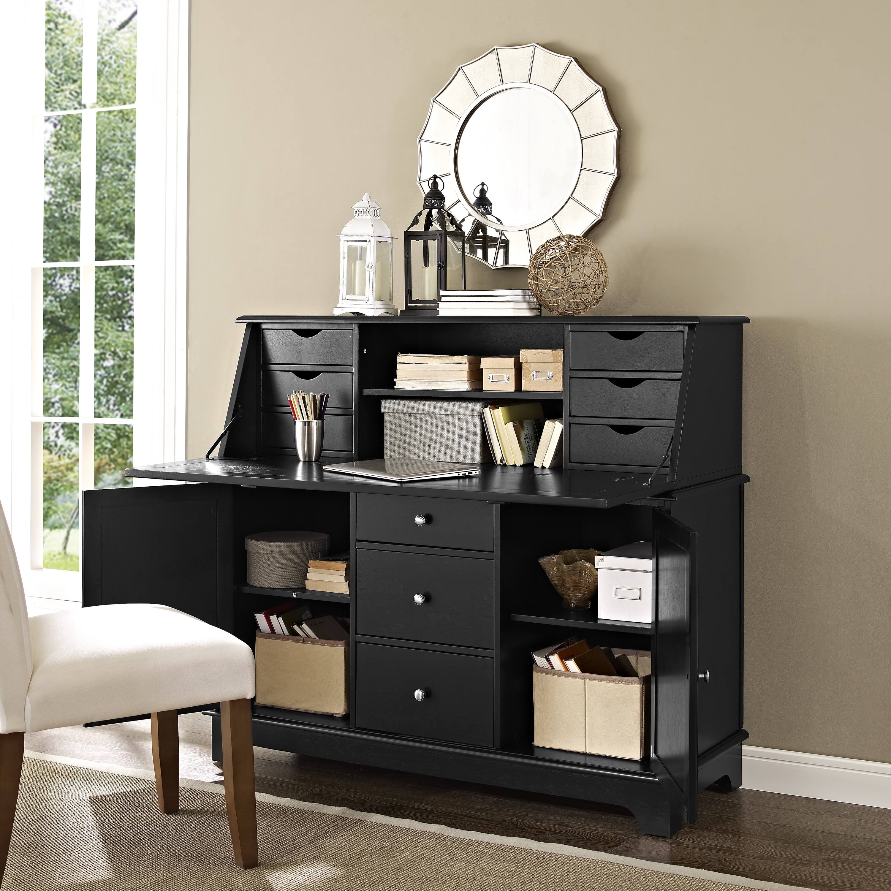 Crosley Furniture KF65001BK Sullivan Secretary Desk, Black