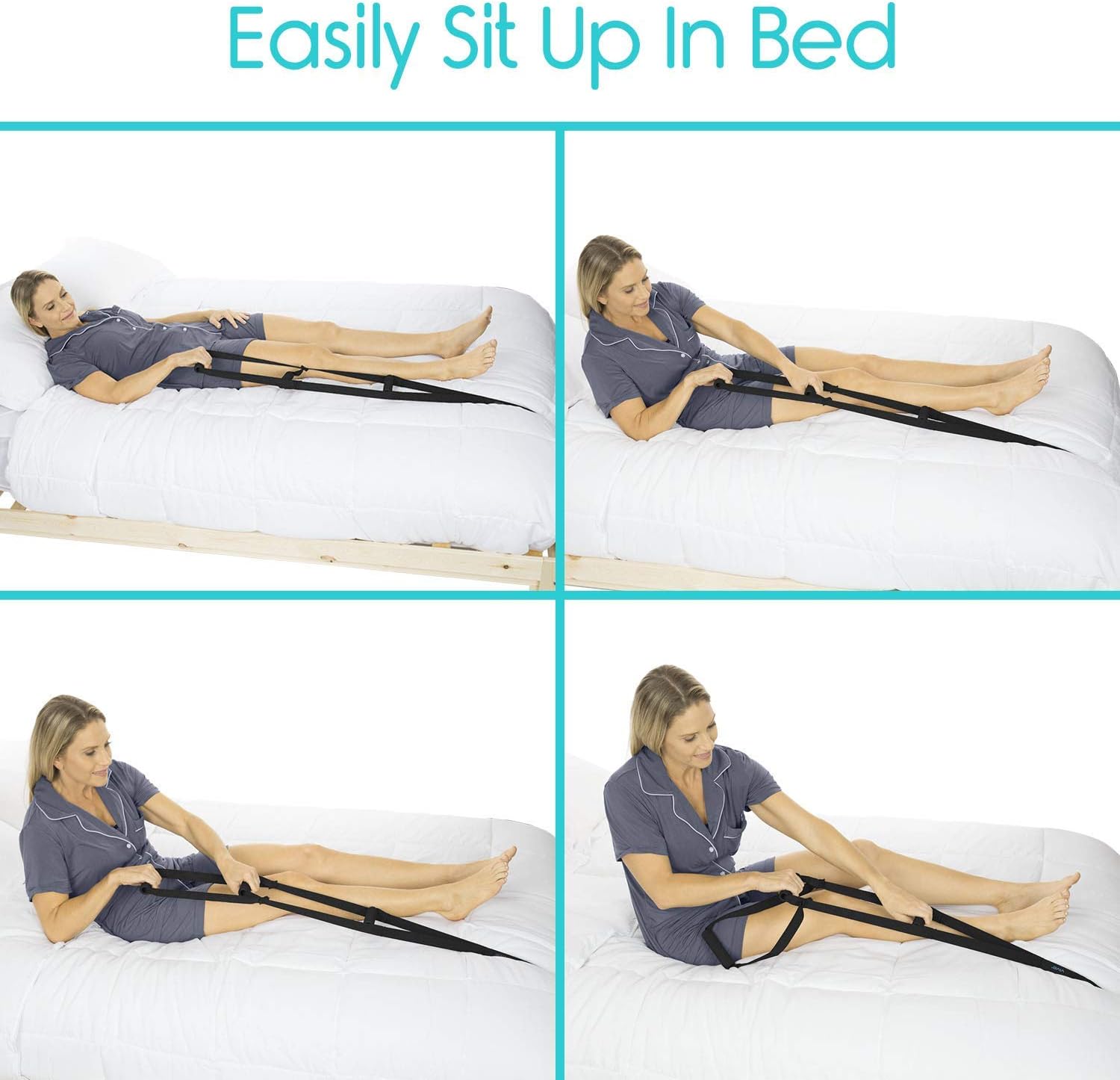 Vive Bed Ladder Assist - Pull Up Assist Device with Handle Strap - Rope Ladder Caddie Helper - Sitting, Sit Up Hoist for Elderly, Senior, Injury Recovery Patient, Pregnant, Handicap - Padded Hand Grip
