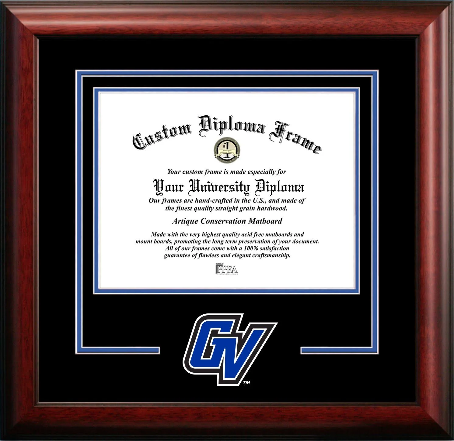 Campus Images MI980SD-108 10 x 8 in. Grand Valley State Lakers Spirit Diploma Frame - Satin Mahogany
