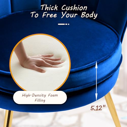 Velvet Accent Chairs Set of 2 for Living Room, Mid Century Modern Arm Chair, Comfy Vanity Chair for Makeup Room, Reception Armchair with Golden Legs for Bedroom, Grey