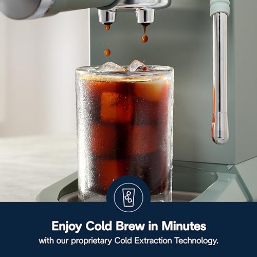 De'Longhi Dedica Duo Compact Espresso Machine - Cold Brew Coffee Maker with Milk Frother Wand- for Espresso, Hot & Iced Coffee, Cappuccinos, Lattes & Home Barista Brewing, Stainless Steel