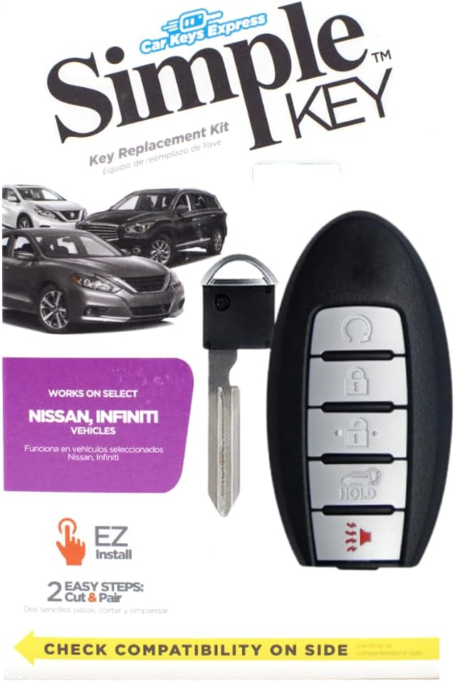 Simple Key, Key Fob and Key Fob Programmer for Select Nissan & Infiniti (Vehicle List B, 4 Button)