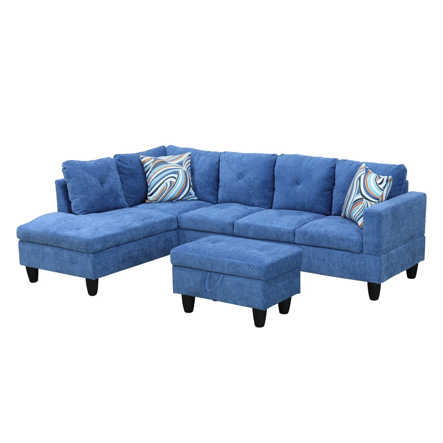 Dubbin Blue Linen 2-Piece Living Room Sofa Set