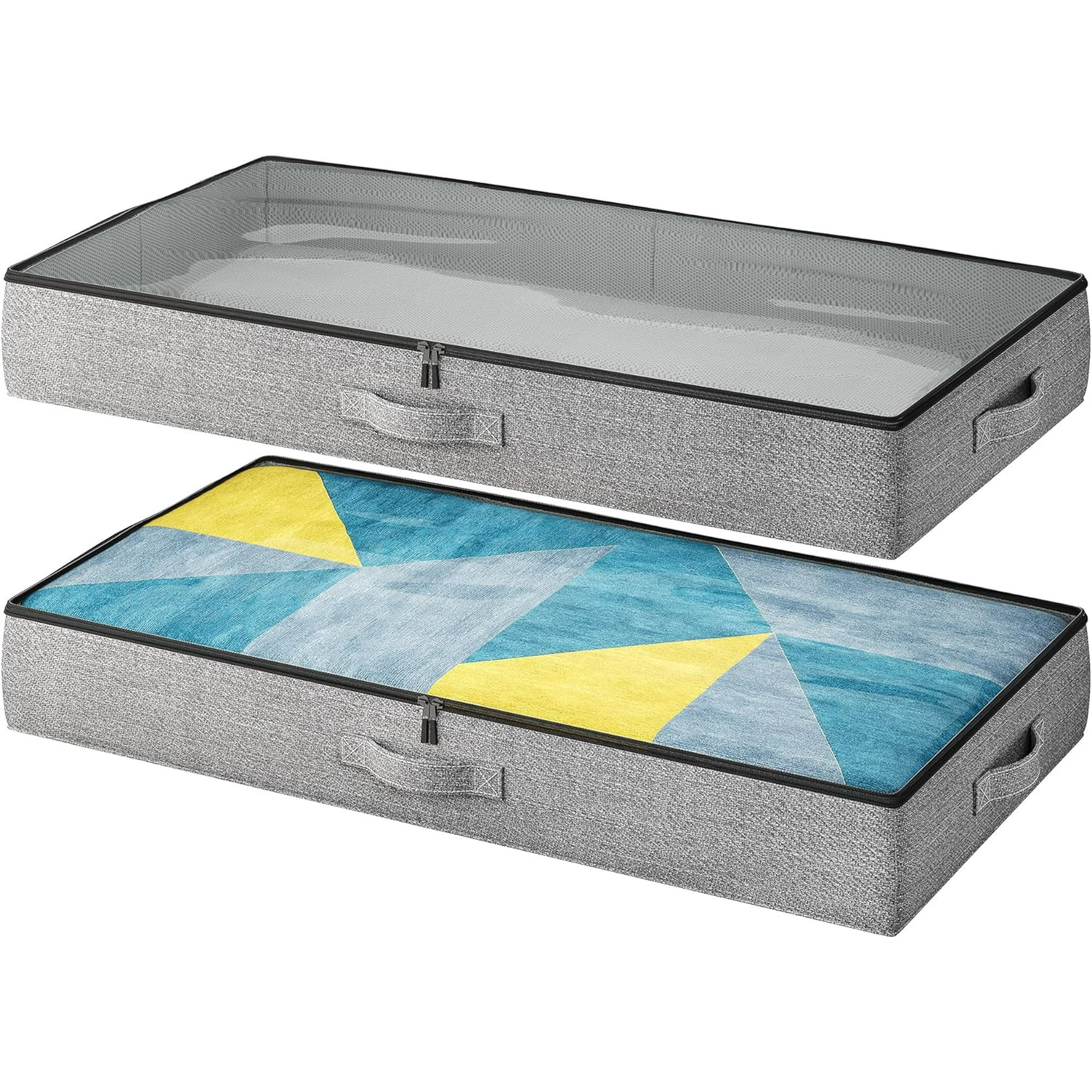 2-Pack Under Bed Storage Containers, 6 Inches Tall Underbed Clothes Storage Organizer Bin with Sturdy Sidewalls/Bottom, Underbed Storage Bins 2 Storage Thin Bins