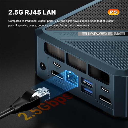 E2 Mini PC, Desktop Computers Ryzen 5 3550H, 16GB RAM 512GB NVMe SSD, Triple Display PC, USB-C & Dual HDMI Ports, Gigabit Ethernet, for Office, Business, School Work