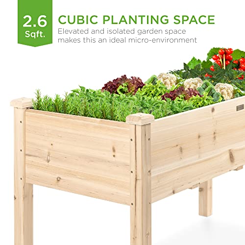 Best Choice Products 72x23x30in Raised Garden Bed, Elevated Wood Planter Box Stand for Backyard, Patio, Balcony w/Divider Panel, 6 Legs, 300lb Capacity - Natural