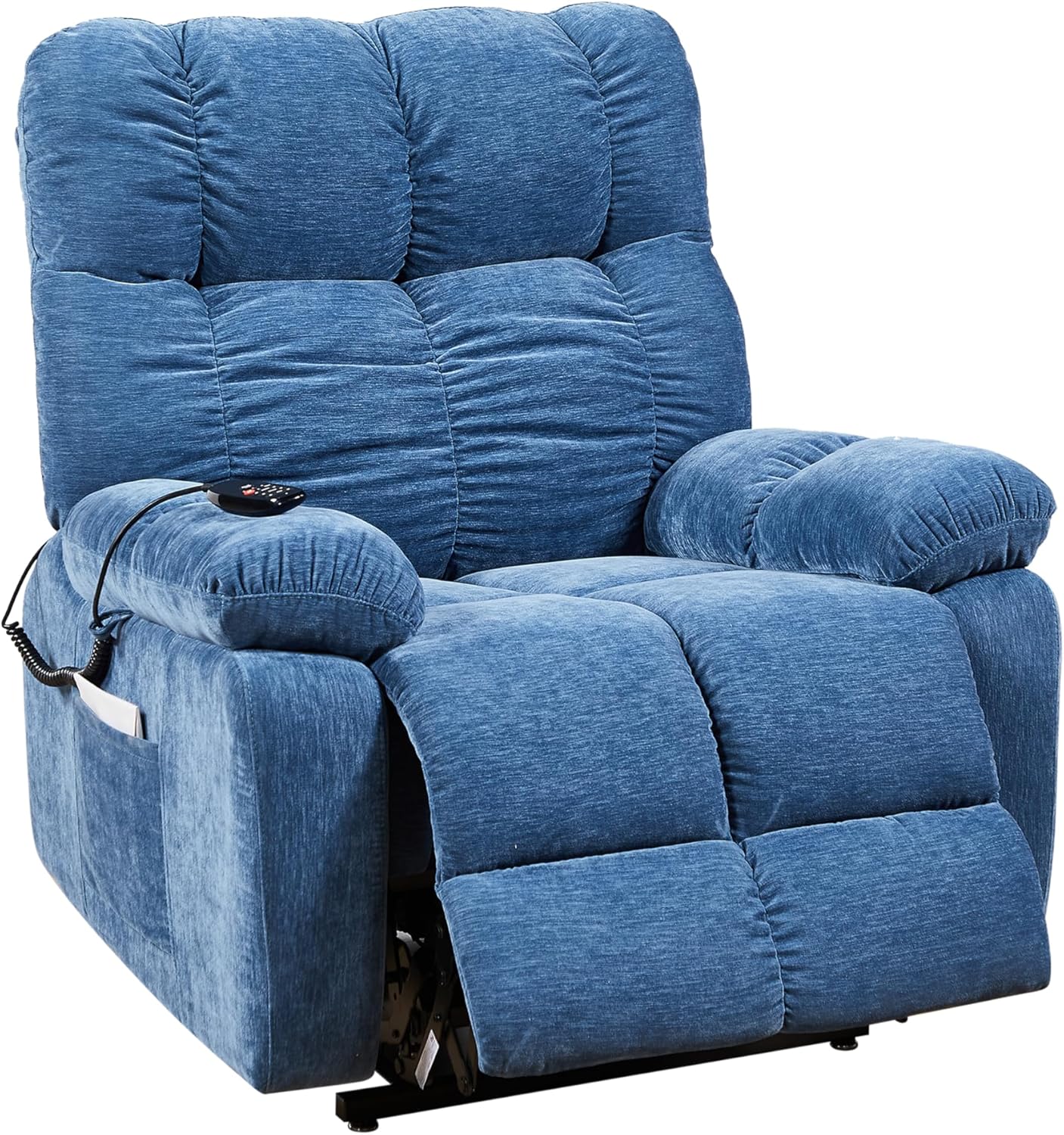 Dual Motor Electric Power Lift Recliner Chair with Massage and Heat, 3 Positioning, USB Ports, 2 Side Pockets, Density Foam, High-End Fabric-Elderly Support Blue, 35.5" L x 37.8" W x 42" H