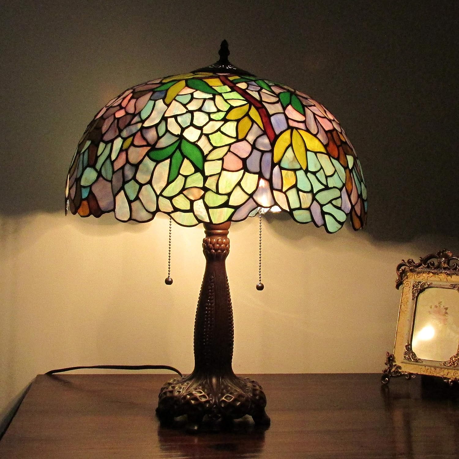 Tiffany-Style 2 Light Wisteria Table Lamp 16" Shade