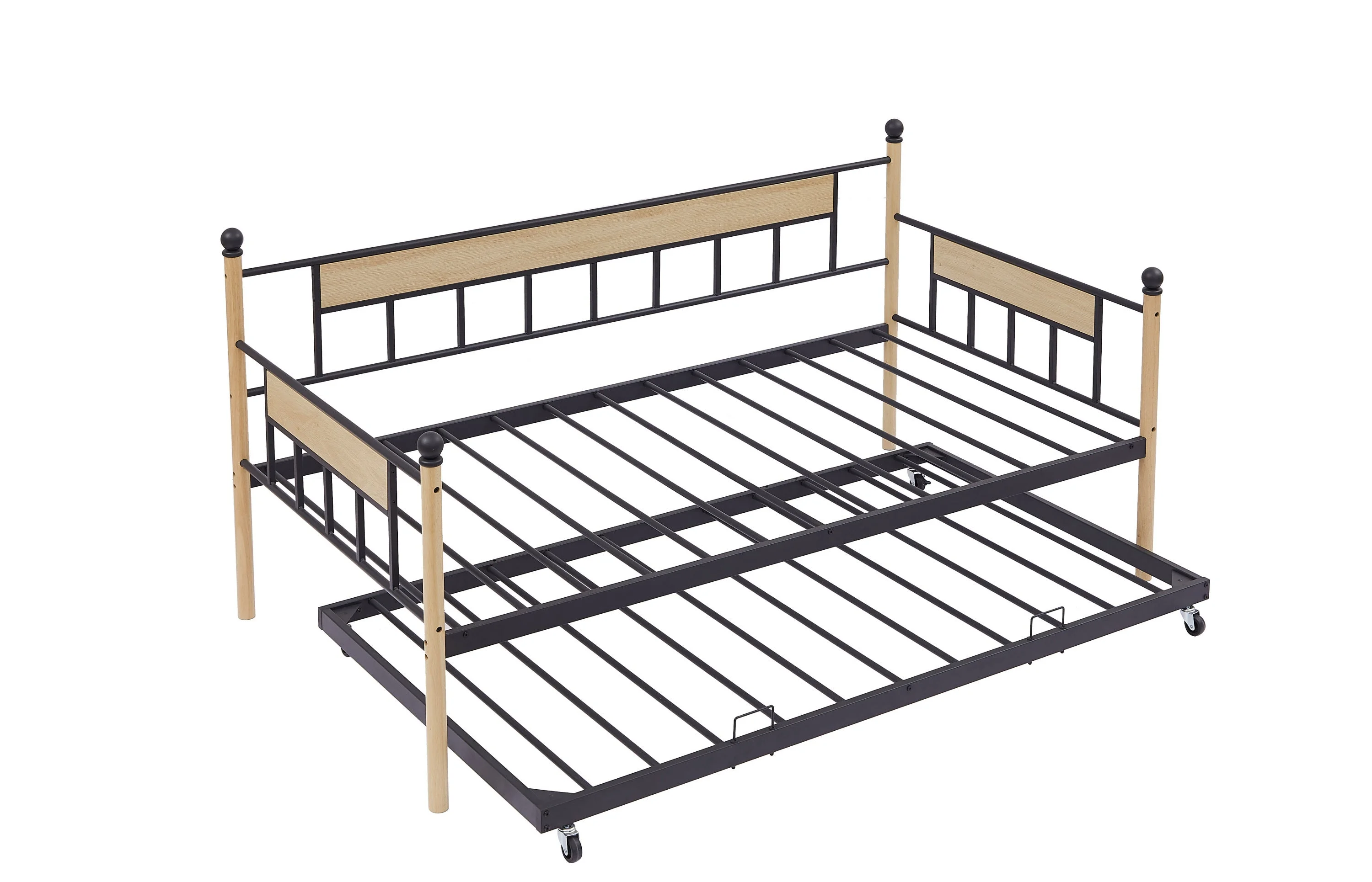 Baja Twin Size  Metal Frame Daybed with Trundle - Black