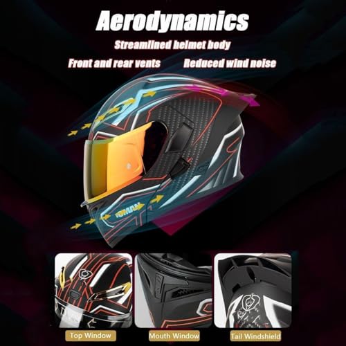 YMKJGZS Bluetooth Motorcycle Helmets Built-in Speaker Modular Dual Visor, FMVSS-218 DOT Approved Motorbike Helmet, Full Face Flip Up Street Bike Racing Helmets for Adults Men Women