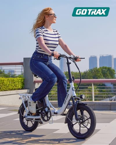 Gotrax 16" Folding Electric Bike, Max 28Miles Range(Pedal-Assist) & Speed 15.5Mph Power by Peak 500W, E-Bike with Removable Battery, Suspension & Adjustable Size, Commuter Bicycle for Adults/Teens