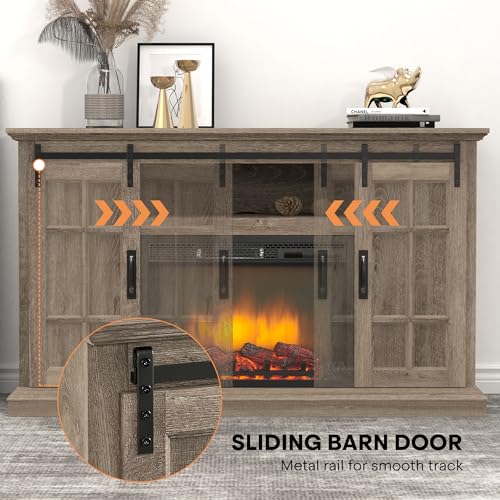 43 Inch Electric Fireplace with Mantel, Tall Fire Place Heater Freestanding with Remote Control Timer LED Flame for Living Room Bedroom, White