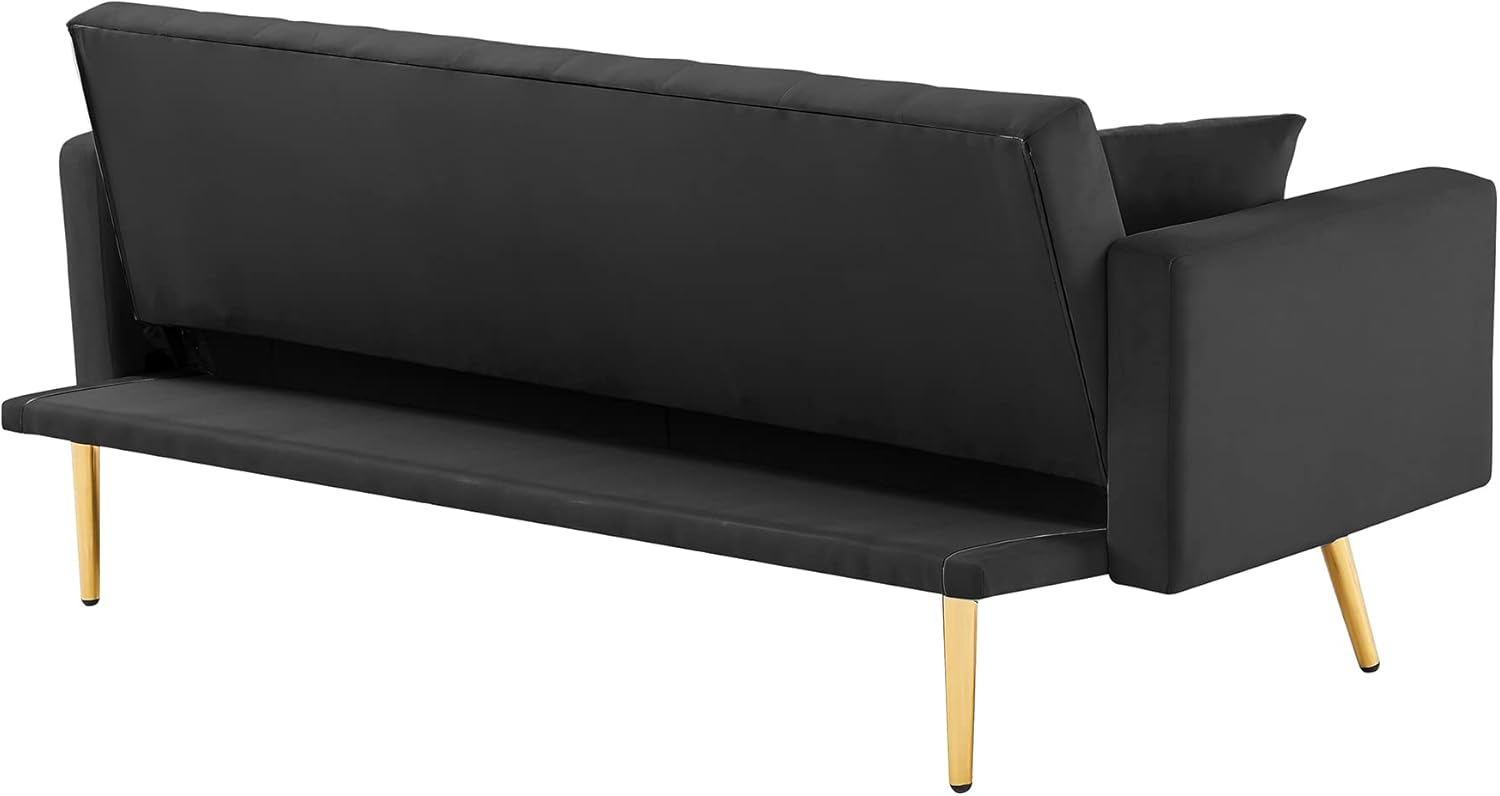Black Convertible Folding Futon Sofa Bed, Sleeper Sofa Couch for Compact Living Space. Modern Couch for Bedroom,Apartment Sofa,Office Couch