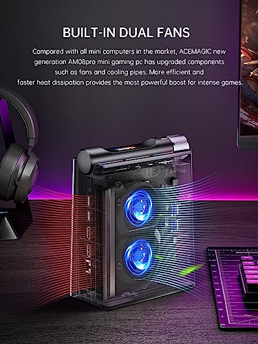 ACEMAGICIAN [Gaming PC] Mini PC Gaming, AMD Ryzen 7 5700U (up to 4.3Ghz) 32GB DDR4 512GB M.2 SSD Zen 3 Ryzen Mini PC RGB Lights AMR5 Mini Computer WiFi6 4K HDMI DP Type-C Small PC, Auto Power On