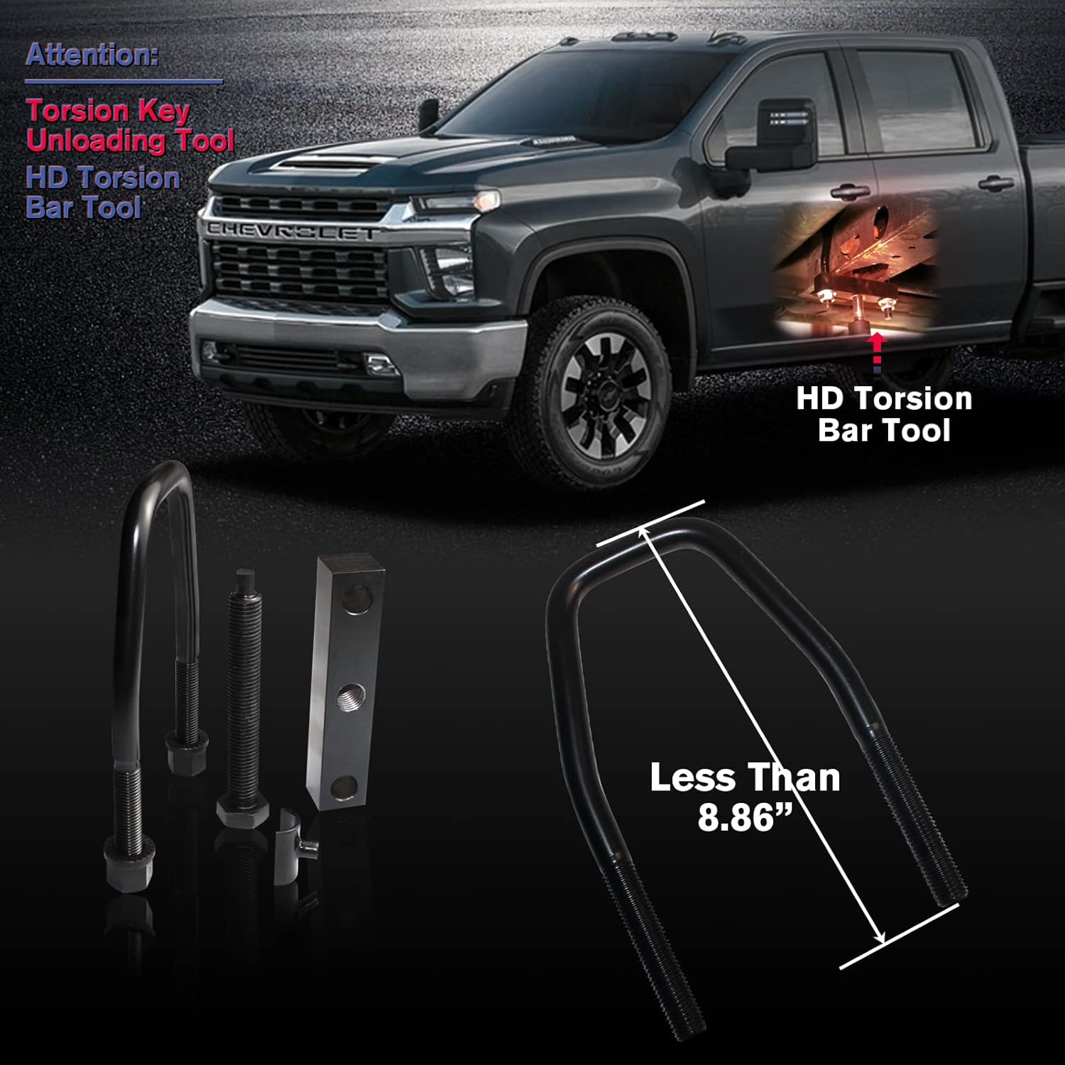 Torsion Key Unloading Tool, for Dodge Ford Chevrolet GMC HD Torsion Bar Tool (Black)