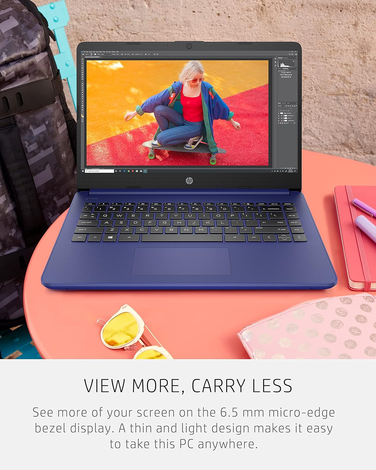 HP 14 Laptop, Intel Celeron N4020, 4 GB RAM, 64 GB Storage, 14-inch Micro-edge HD Display, Windows 11 Home, Thin & Portable, 4K Graphics, One Year of Microsoft 365 (14-dq0010nr, Indigo Blue)