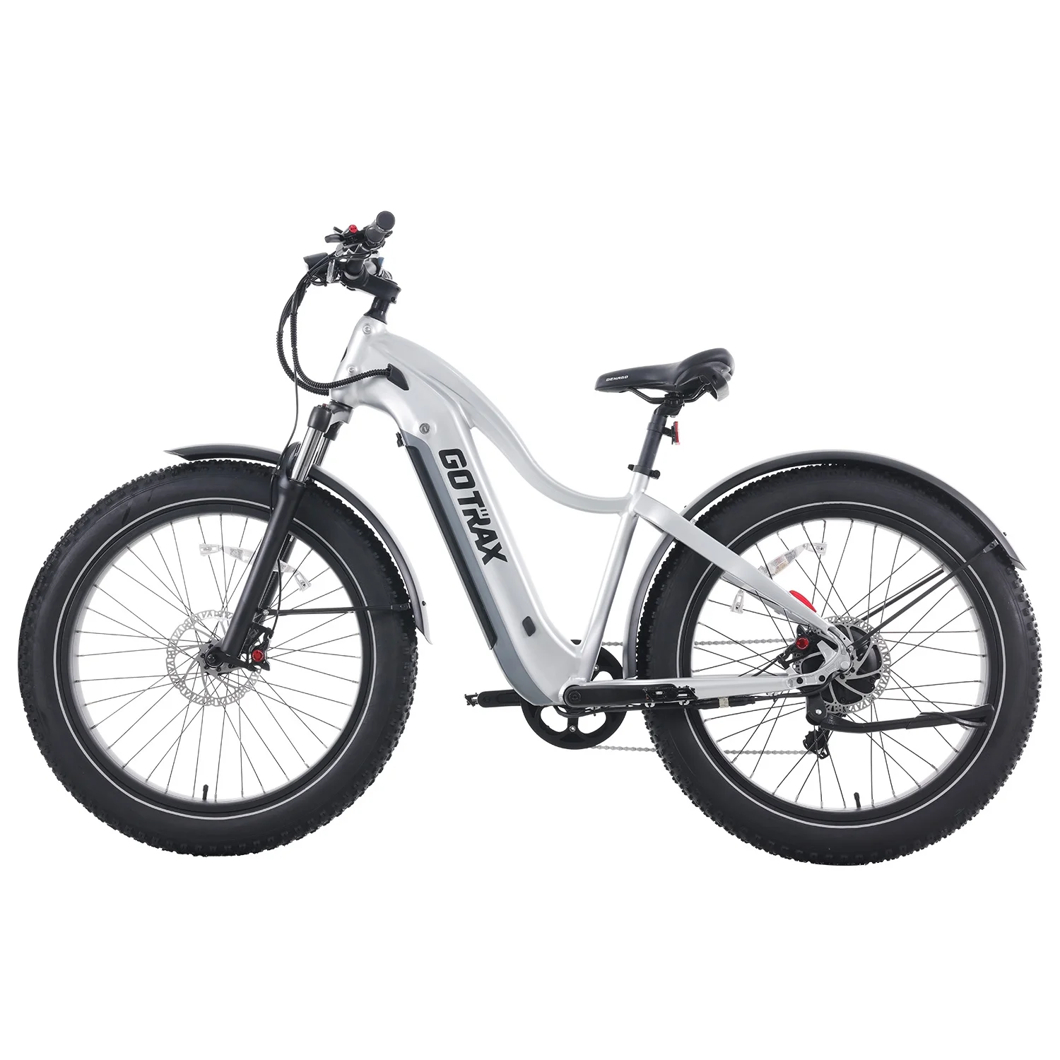 GOTRAX Tundra Electric Bike for Adults, 750W 48V 26" x 4" Fat Tire Adult Dirt Electric Bicycle, 20MPH All Terrain Electric Mountain Bike, Step over, Silver