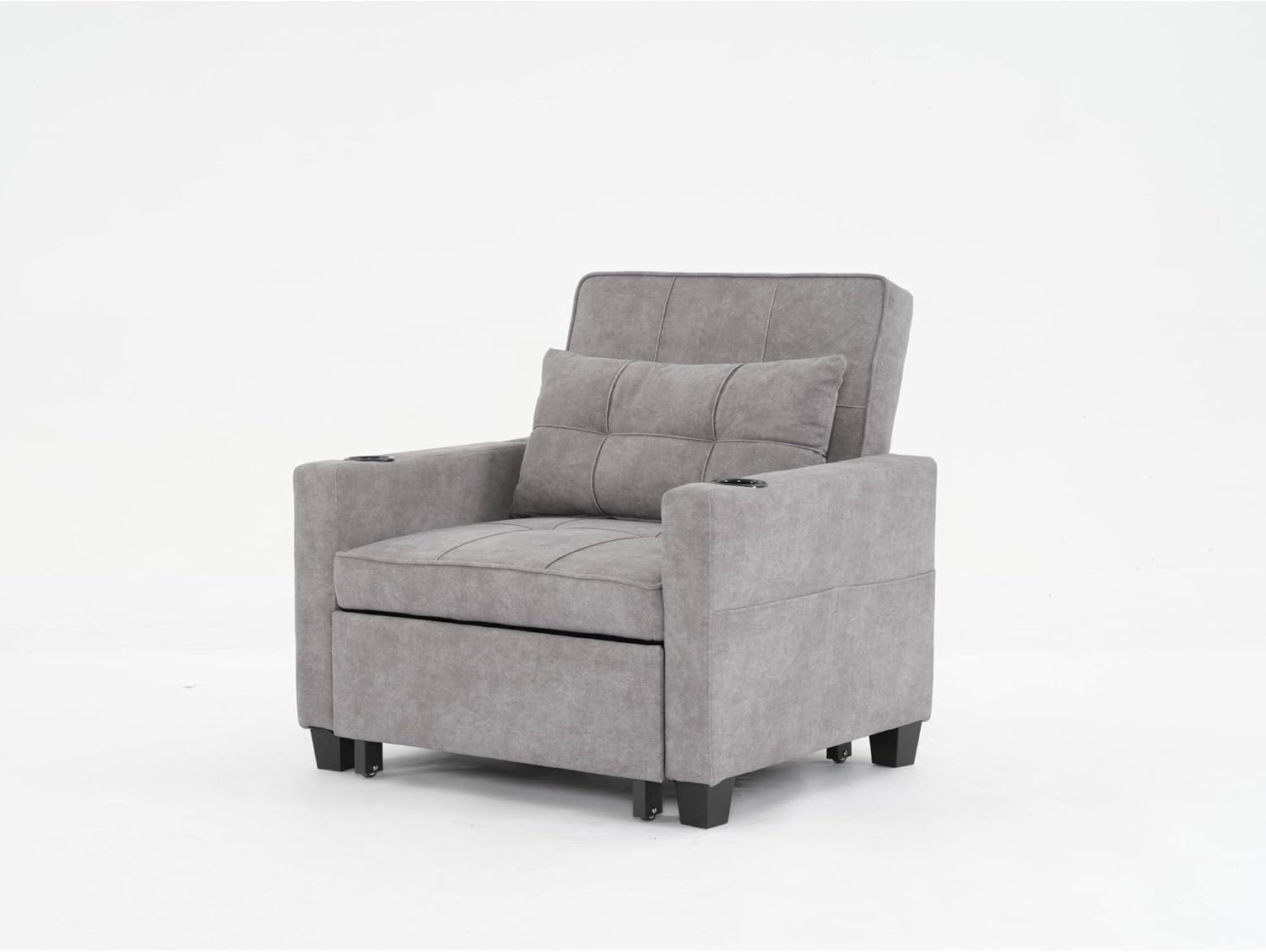 Futon Chair Bed Convertible Chair 3-in-1 Pull Out Sleeper Chair Beds with USB Ports,Wear-resistant and Anti-scratch, Armchair Bed Sleeper for Living Room (Light Grey Scratch Cloth)