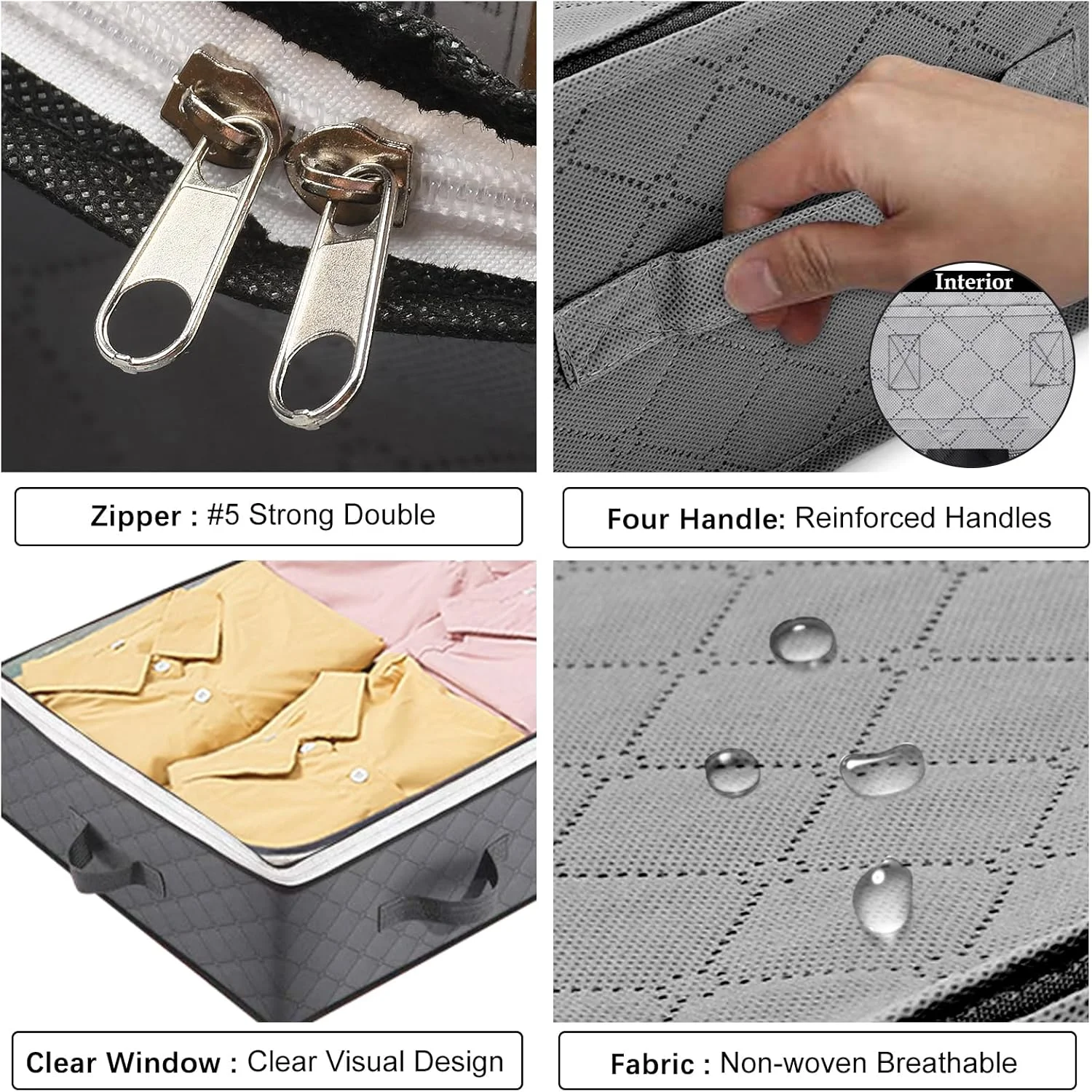 8 Pack Under Bed Storage Containers, 90L Collapsible Closet Organizers with  Window