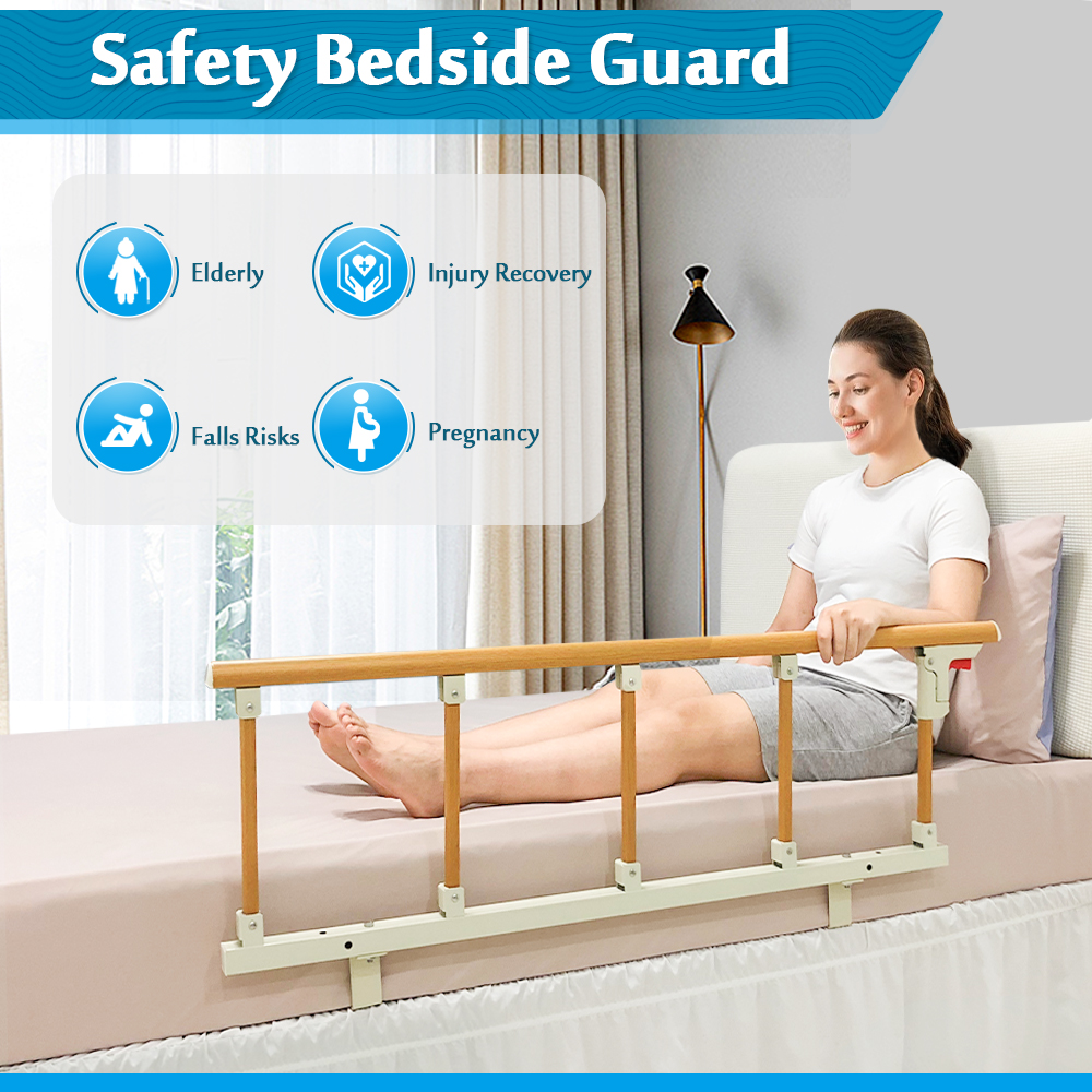 Bed Rails for Elderly Adults Seniors Assist Bar Bed Railing Cane Side Rail Guard Fall Prevention Handle Fold Down Hand Safety Rails (47×18 INCH)