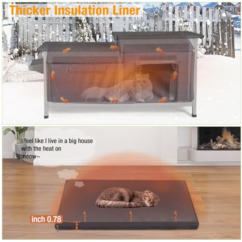 GUTINNEEN Outdoor Cat House Insulated for Winter Weatherproof Feral Cat Shelter