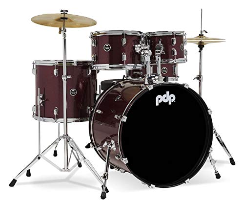Pacific Drums Center Stage Complete Drumkit, 5 Drum Set, Iridescent Black Sparkle, 7x10, 8x12, 14x16 Floor, 16x22 Kick, 5x14 Snare (PDCE2215KTIB)