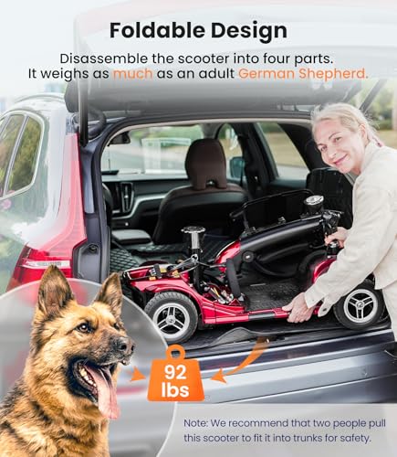 Mobility-Scooters-for-Adults, Powered Mobility Scooter Seniors, All Terrain Motorized Scooter with Seat, Folding Power Wheelchair, 4 Wheel Foldable Electric Scooter-2024 New