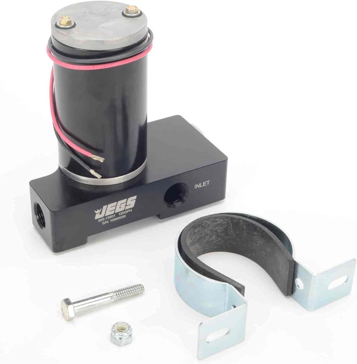 JEGS Ultra-Quiet Electric Fuel Pump | 120 GPH | 3/8 “ NPT Ports | Up To 600 Horsepower Carbureted Applications | Gasoline Only | Made In USA | Dimensions: 7 H x 6 W x 5 D
