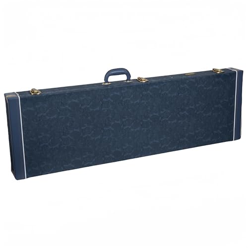 Crossrock Relief Series 335 Guitar Case for ES-335 & Semi-Hollow Electric Guitars | Carved Smoke Blue Finish, Monochrome Blue Velvet Interior, Lock – Premium Wooden Hardshell