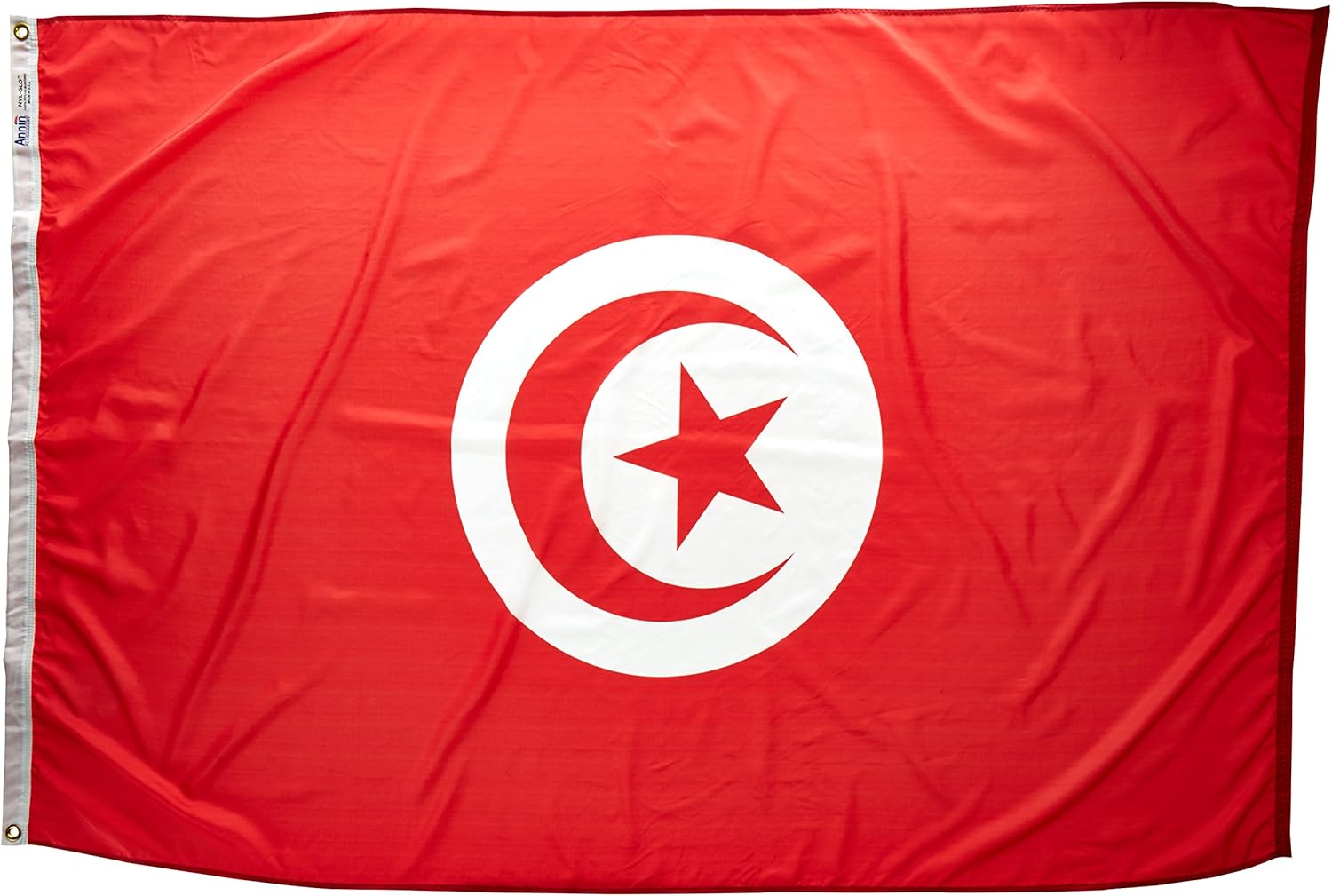 Annin Flagmakers Model 198585 Tunisia Flag 3x5 ft. Nylon SolarGuard Nyl-Glo 100% Made in USA to Official United Nations Design Specifications.