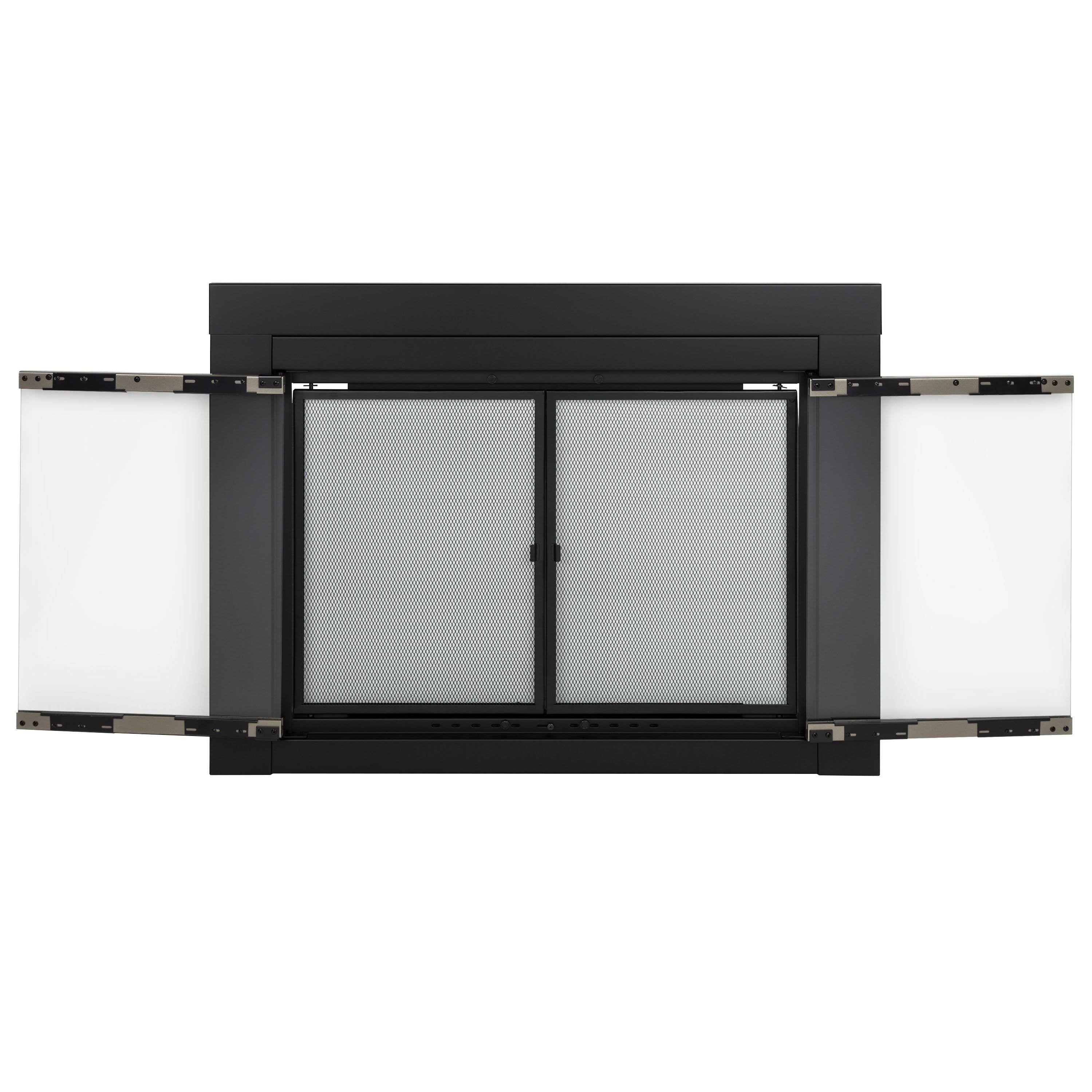 Pleasant Hearth Alsip Sunlight Nickel Fireplace Glass Doors Large
