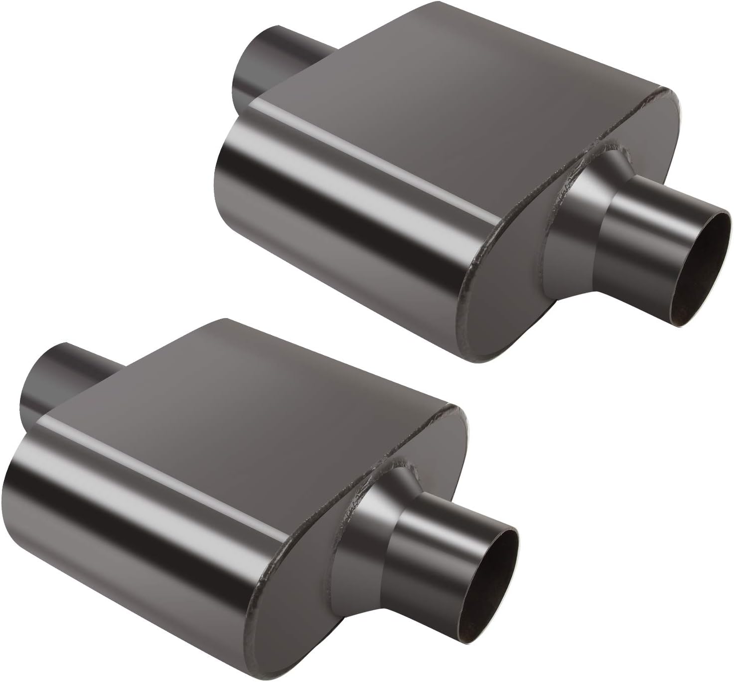 Pair of Single Chamber Performance Race Muffler 2.5" Center / Center Universal Muffler (2.5 Inch) Pack of 2