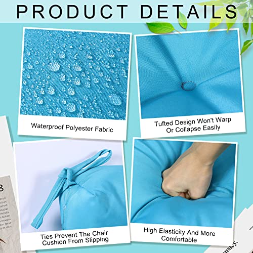 Mixweer 6 Pack Outdoor/Indoor High Back Chair Cushion Waterproof Rocking Chair Pads Tufted Seat/Back Chair Cushion Weather Resistant Adirondack Chair Cushions for Outdoor Patio Furniture (Blue)