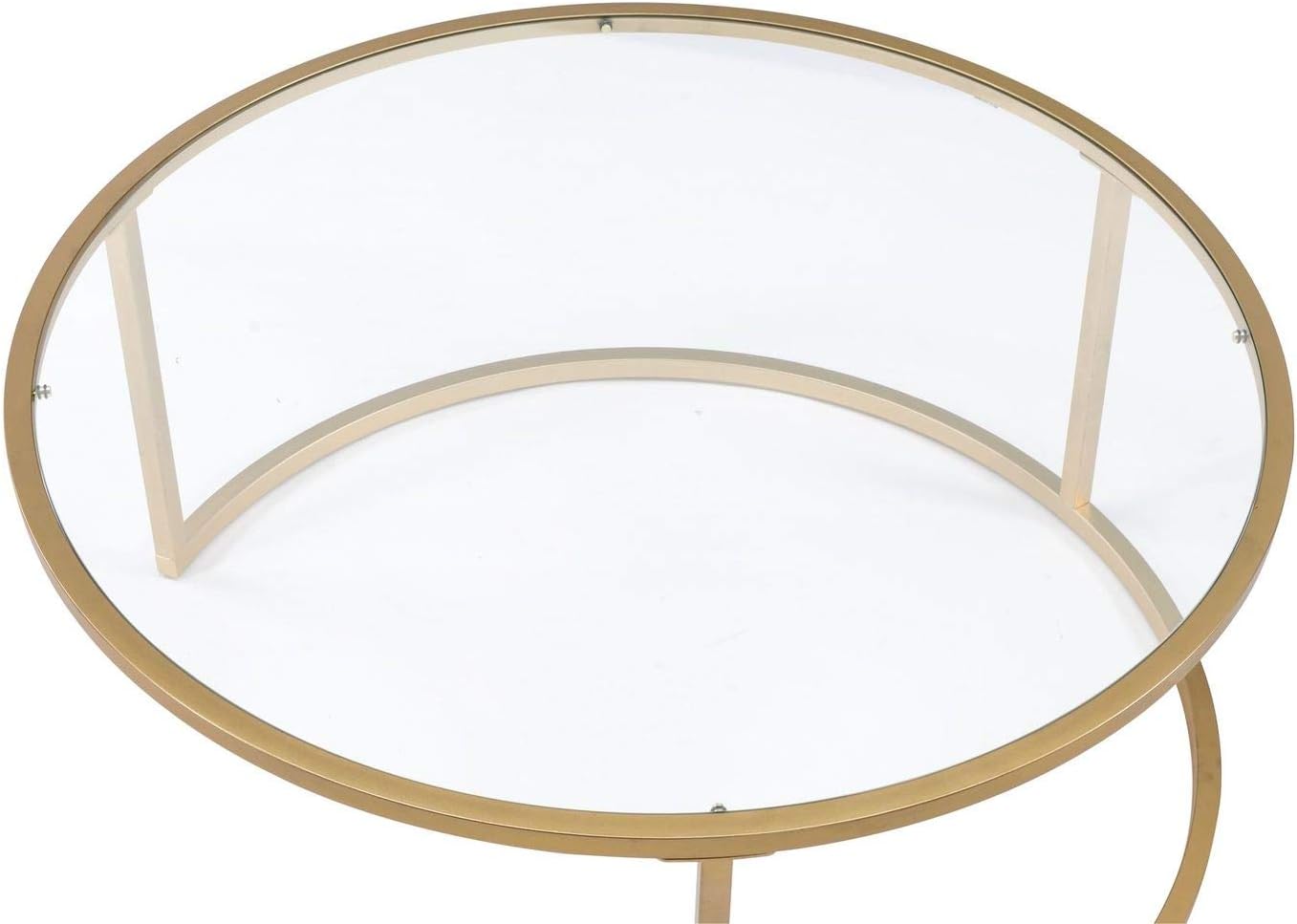 Knocbel Modern Nesting Coffee Table Set of 2 for Living Room, Faux Marble & Clear Glass Top, Metal Frame, Gold Finish (Faux Marble and Gold)