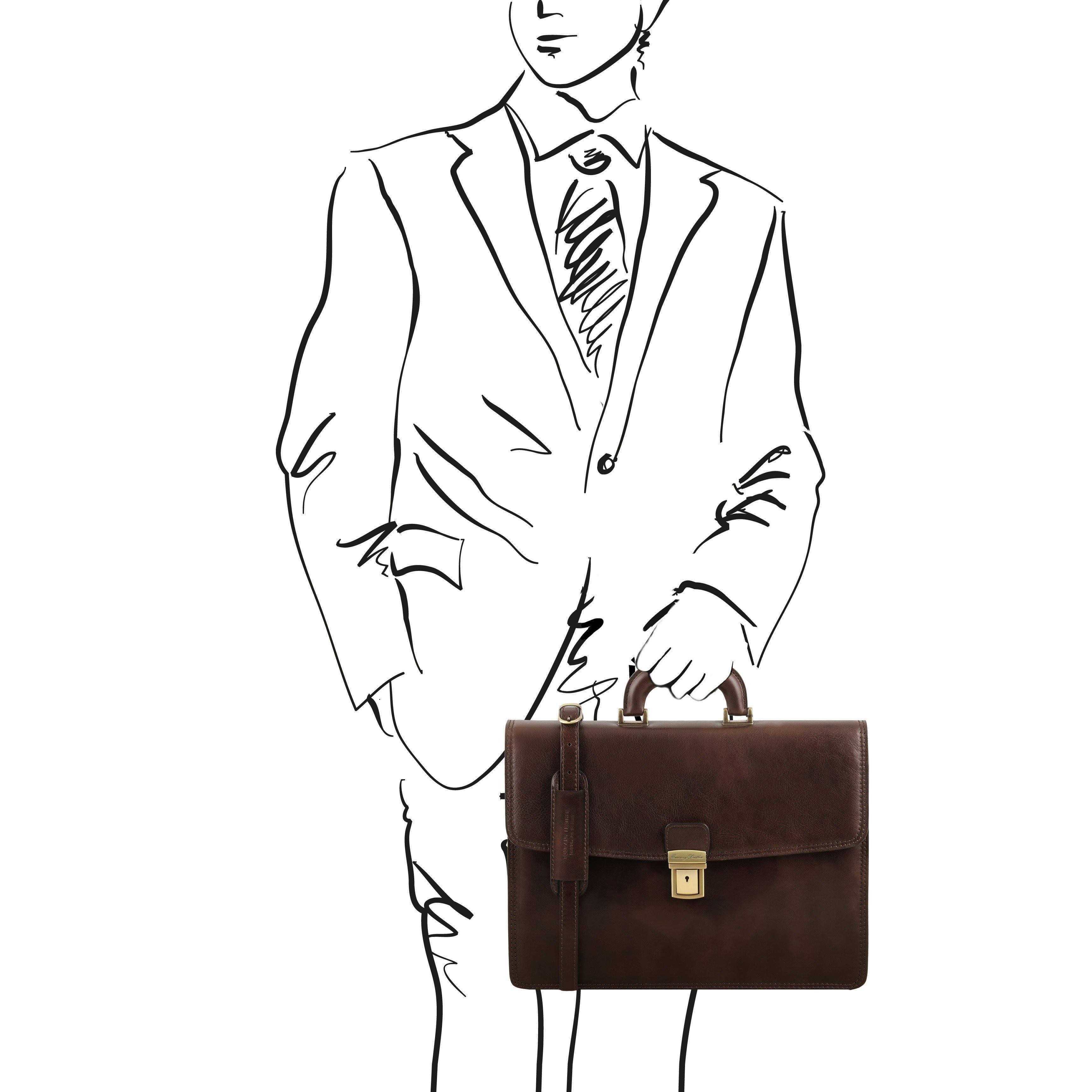 Amalfi - Leather Briefcase 1 Compartment - Red