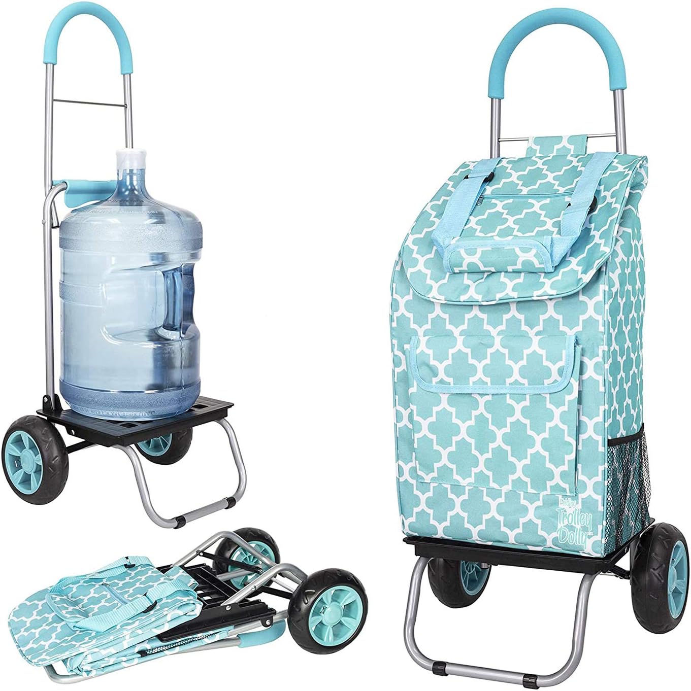 dbest products Trolley Dolly Purple Foldable Shopping cart for Groceries with Wheels and Removable Bag and Rolling Personal Handtruck Standard
