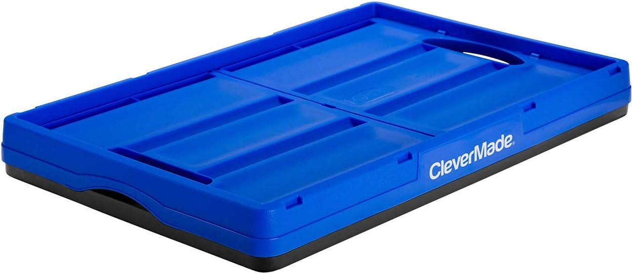 CleverMade 62L Collapsible Storage Bins (3 Pack) + Lids - Foldable Plastic Utility Crates for Organizing