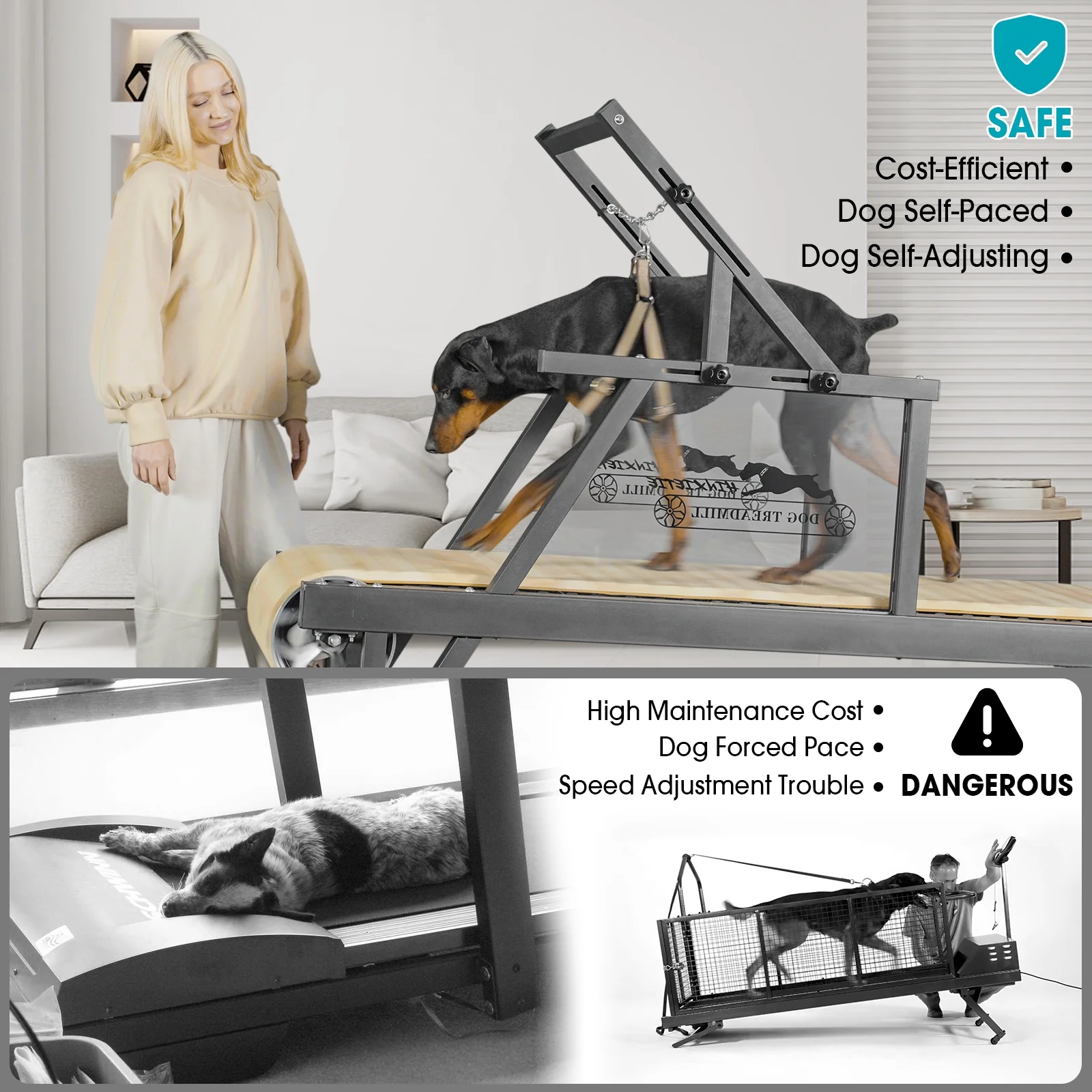 Syedee Dog Treadmill for Large Dogs, Dog Slatmill for Healthy & Fit Dog Life, Dog Treadmill for Indoor & Outdoor. Dog Treadmill for Dogs up to 250 lb