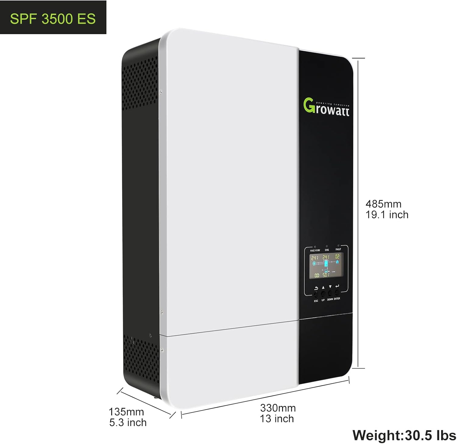 Growatt 3500W Solar MPPT Inverter 48V to 230V AC, Off Grid Hybrid Inverter Bulit in 80A Solar Controller, 3.5KW Solar Charger Inverter Max PV Input 450V, fit for 48V Lead-Acid/Lithium/Without Battery