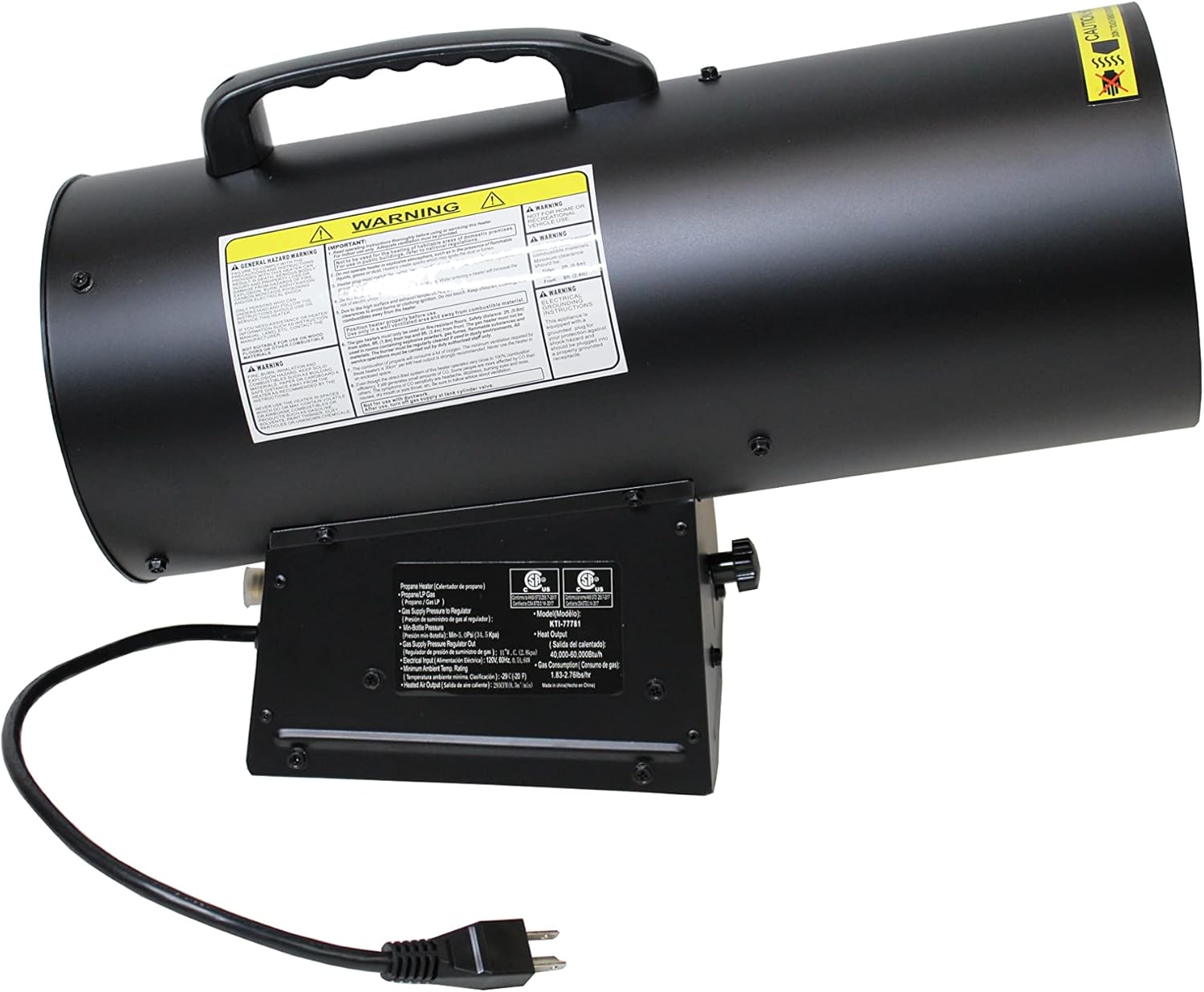 Propane Heater Industrial Space Heater for Garage and Workshop 40,000-60,000 BTU Forced Air Heater K Tool International KTI77781