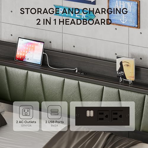 LIKIMIO Daybed with Trundle Bed, Twin Bed Frame with Storage Headboard and Charging Station, Sofa Day Bed with Strong Supports for Living Room, Bedroom, and Guest Room, Grey
