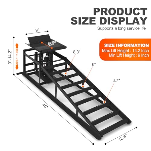 2 Pack Hydraulic Car Ramps, 11050LBS 5T Car Ramp High Lift 9"-14.2", Heavy Duty Steel Car Lift Ramp, Automotive Truck Service Ramps for Oil Changes Support Jack for Maintenance, Black