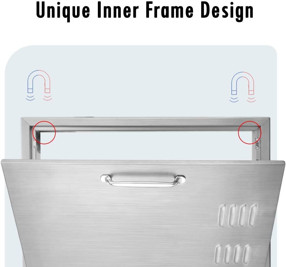 Karpevta Outdoor Kitchen Doors 14''W X 20''H Inch BBQ Access Door - Stainless Steel Single Wall Construction Vertical Door for Outdoor Kitchen Grilling Station or Commercial BBQ Island
