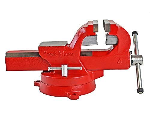 Yost Vises ADI-6 Heavy Duty Vise | 130,000 PSI Tensile Strength Austempered Ductile Iron Bench Vise | 6 Inch Jaw Width with a 360 Degrees Interlocking Swivel Base and 2 Lockdowns | Red