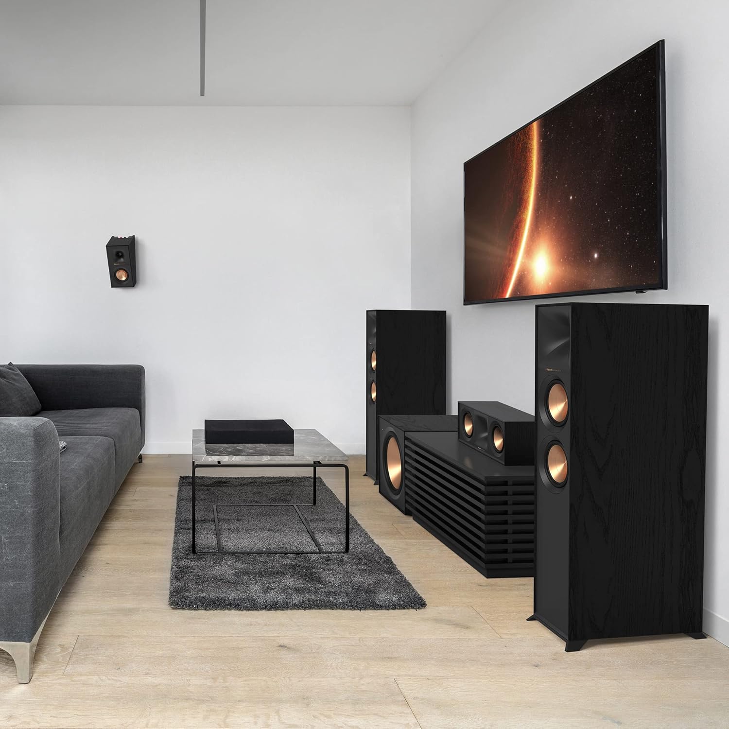 klipsch Reference Next R-605FA Dolby Atmos High-Performance, Horn-Loaded Floorstanding Speaker for Best-in-Class Immersive Home Theater in Black