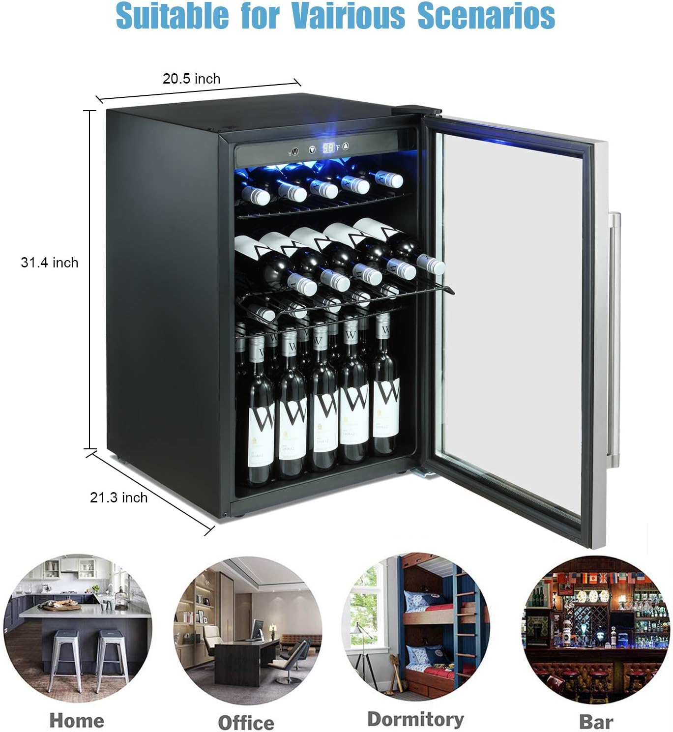 Antarctic Star Beverage Refrigerator Cooler-120 Can Mini Fridge Glass Door for Soda Beer or Wine – Glass Door Small Drink Dispenser Machine Touch Screen for Home, Office or Bar, 4.5cu.ft.…