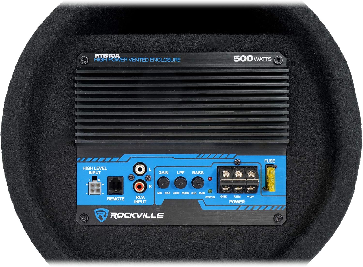 Rockville RTB10A 10" 500w Powered Subwoofer Bass Tube+Bass Remote + Amp Kit