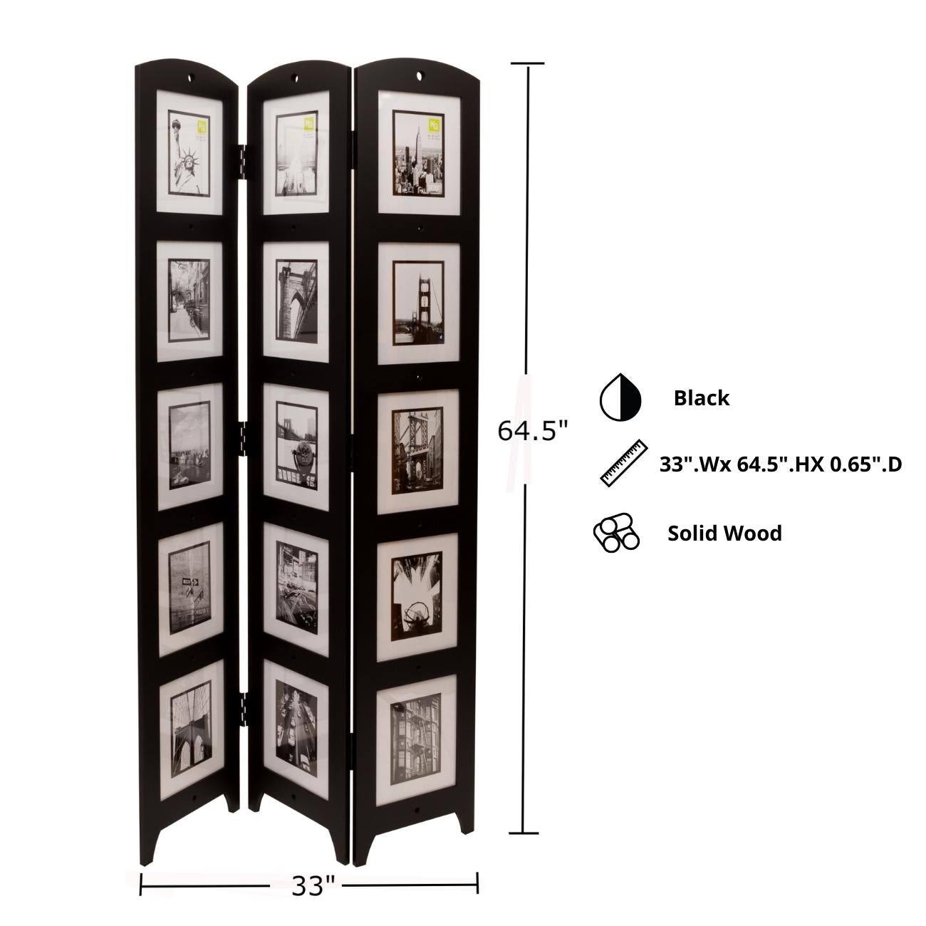 Nexxt Triple 15-Photo Panel Floor Screen - Black