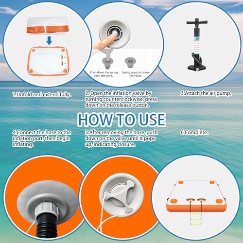 VOFiTNY Inflatable Floating Dock, Swim Platform Floating Dock for Lakes, Lake Floats for Adults, Island Raft Mat for Lake Beach Ocean, Non-Slip Surface