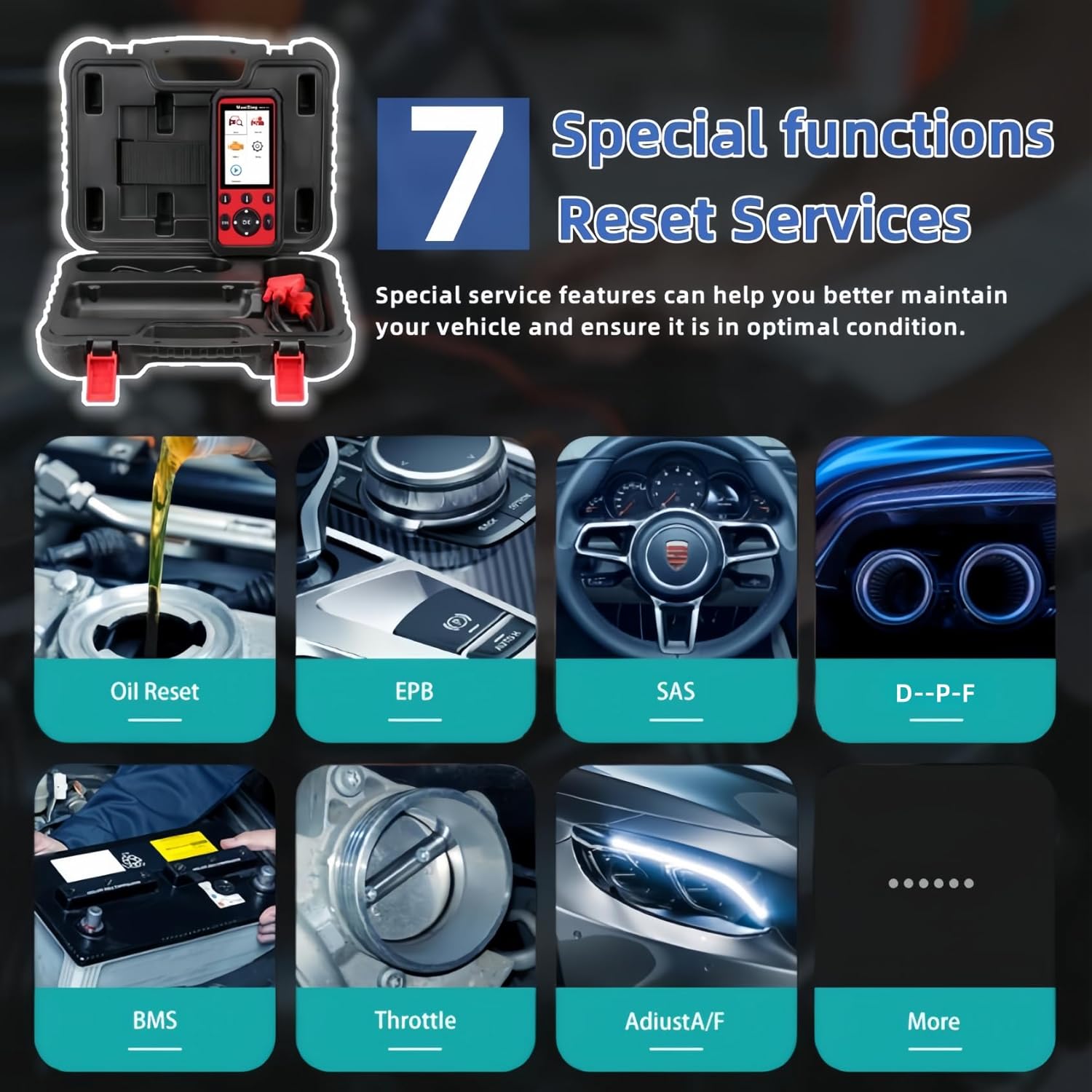 Autel OBD2 Scanner MaxiDiag MD808 Pro, All System Diagnostic Scan Tool, Upgraded of MaxiCheck Pro/ MD808/ MD806 Pro/ MD802, 7 Reset Service Oil/EPB/SAS/BMS/Throttle, Auto Scan, Lifetime Free Update